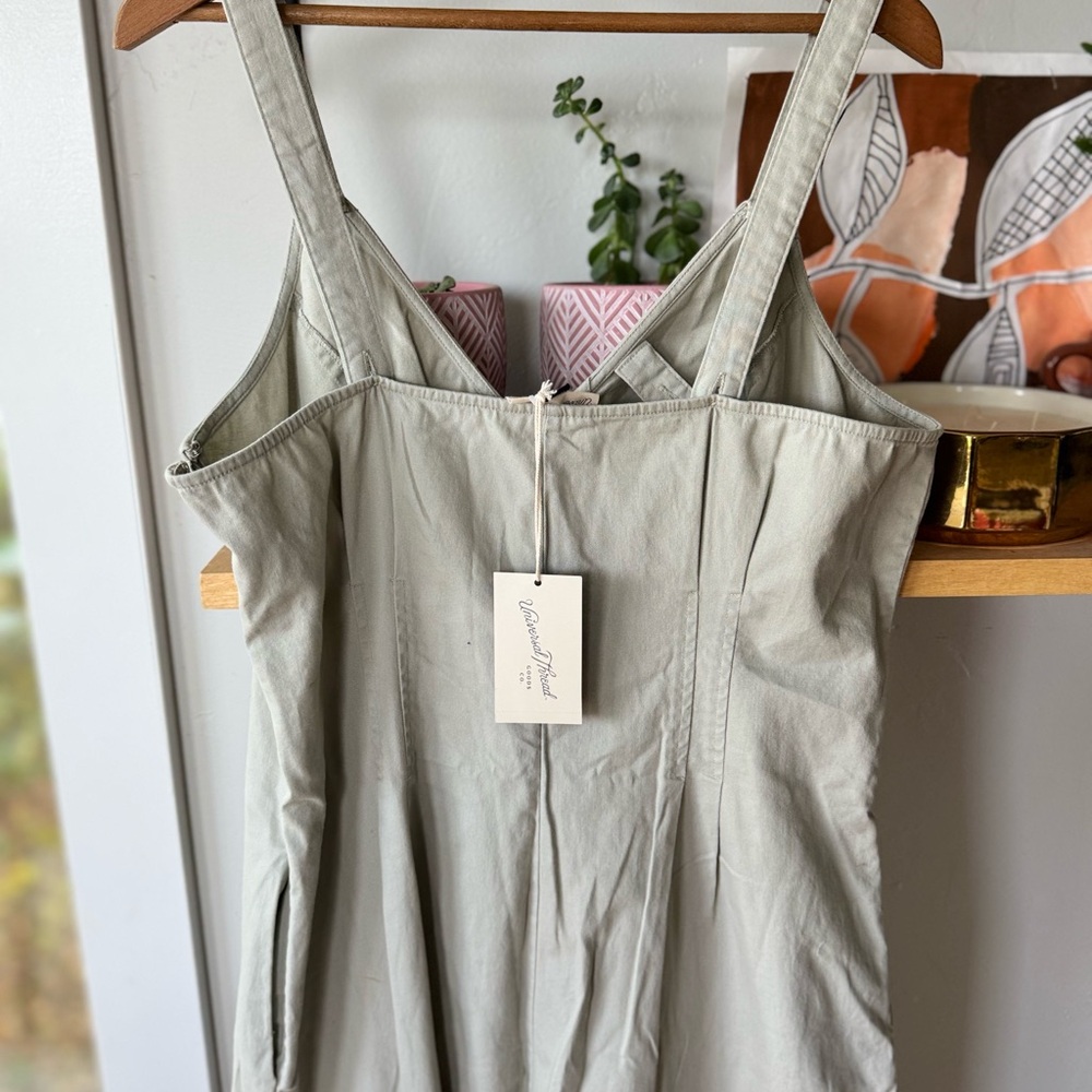 Universal Thread Sage Green Seamed Ankle Length Wide Leg Jumpsuit Size 12 NWT - Picture 6 of 13